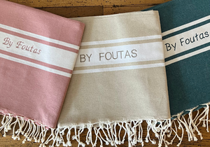 Fouta flat weave personalized with embroidery - BY FOUTAS