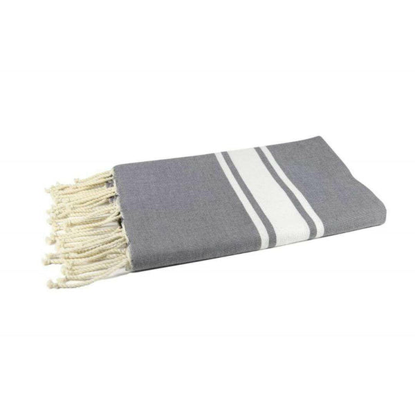fouta flat weave concrete gray color folded beach towel style - BY FOUTAS