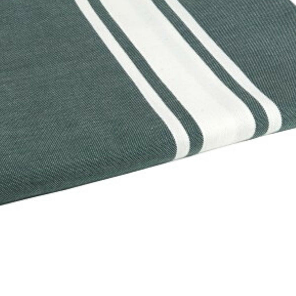 zoom on the beach fouta flat weave fir green color - BY FOUTAS