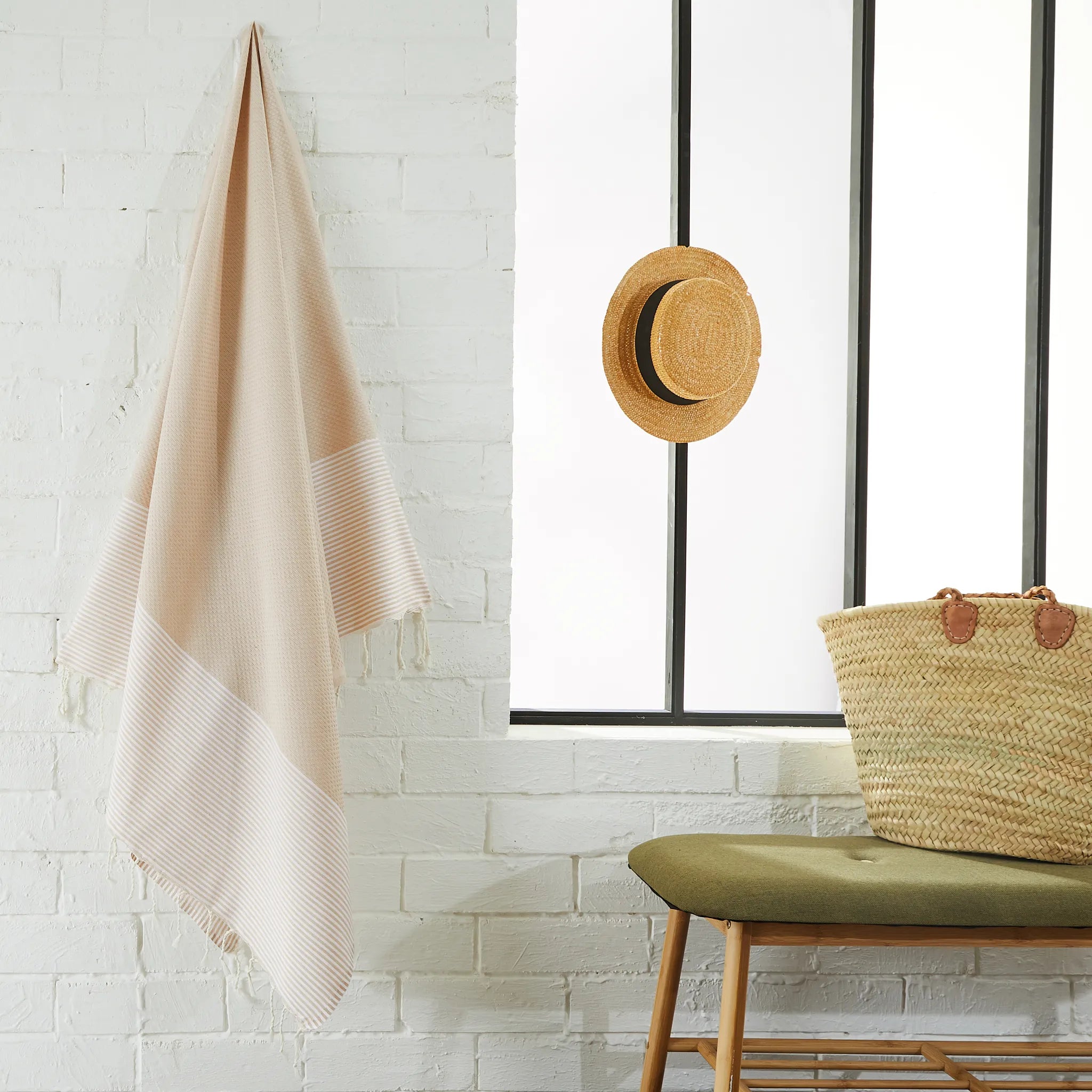 Packshot van de Bleu Canard Honeycomb Fouta - DOOR FOUTAS