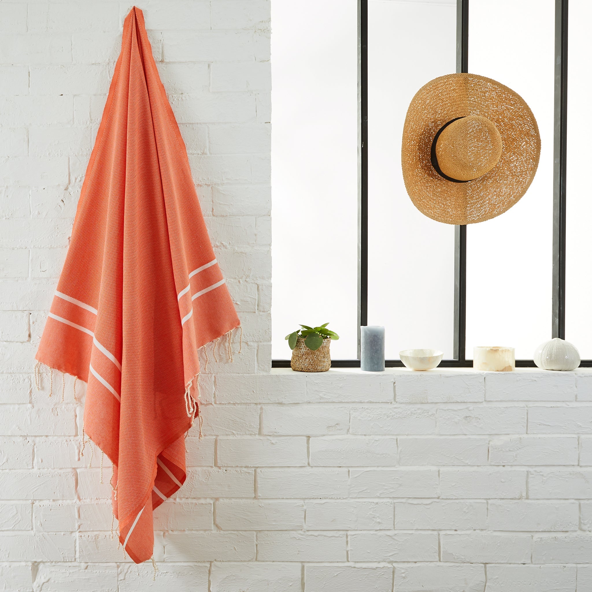 Fouta Chevrons Orange - 100 x 200 cm | Serviette de plage