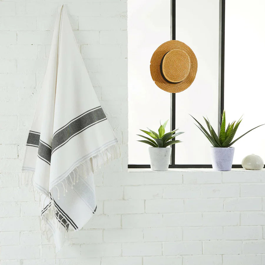 Fouta Eponge Cyclades Anthracite - 100 x 200 cm | Serviette de bain