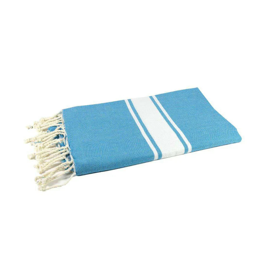 Fouta Tissage Plat Turquoise - 100 x 200 cm | Serviette de plage