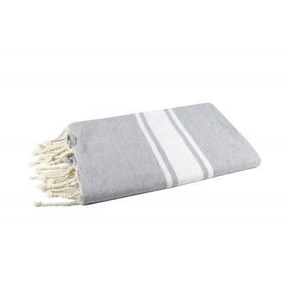 Photo packshot de la Fouta Eponge Blanc/Gris - BY FOUTAS