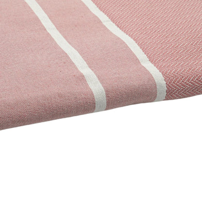 Zoom sur la Fouta Chevron Rose Poudré - BY FOUTAS