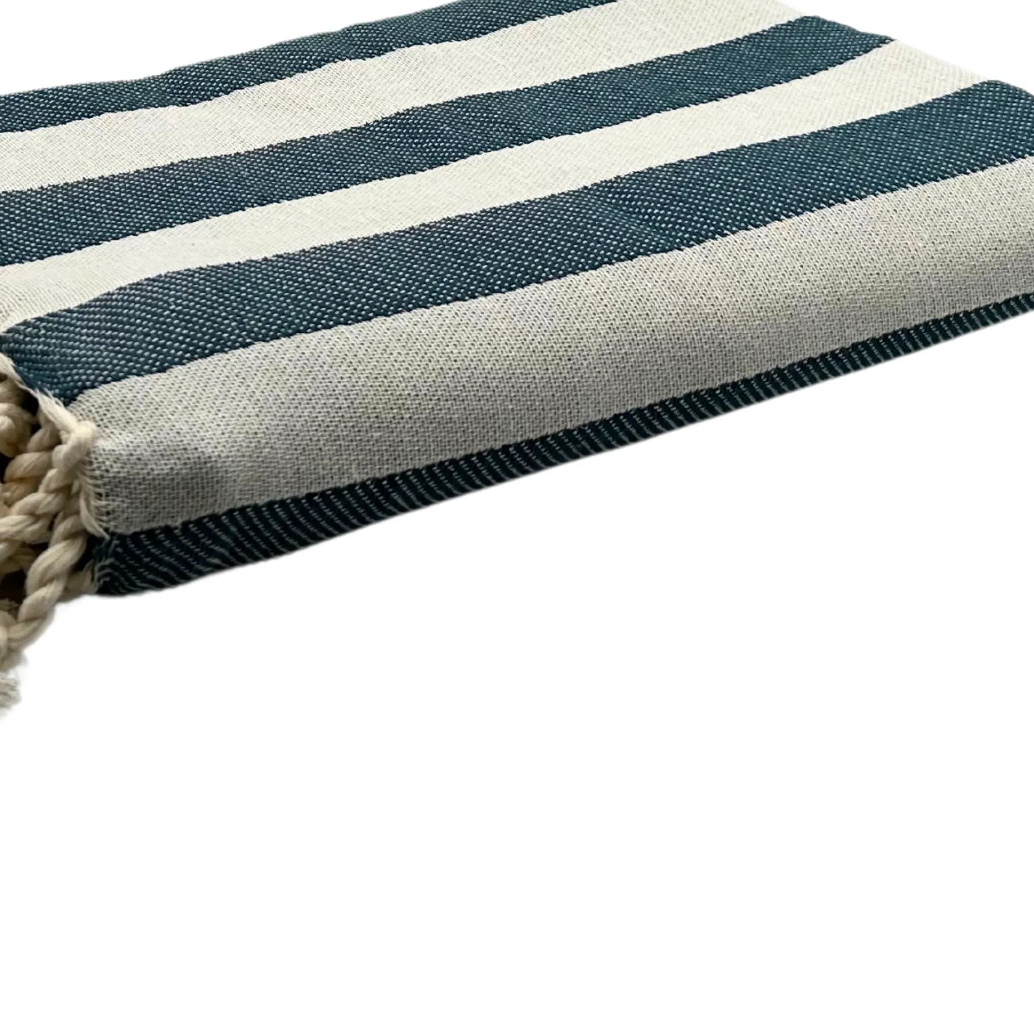 Zoom sur la Fouta Positano Bleu Canard - BY FOUTAS