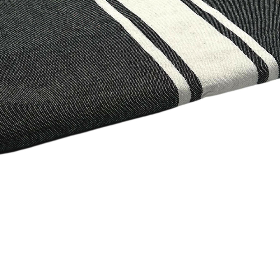 Fouta Tissage Plat Noir - 100 x 200 cm | Serviette de plage