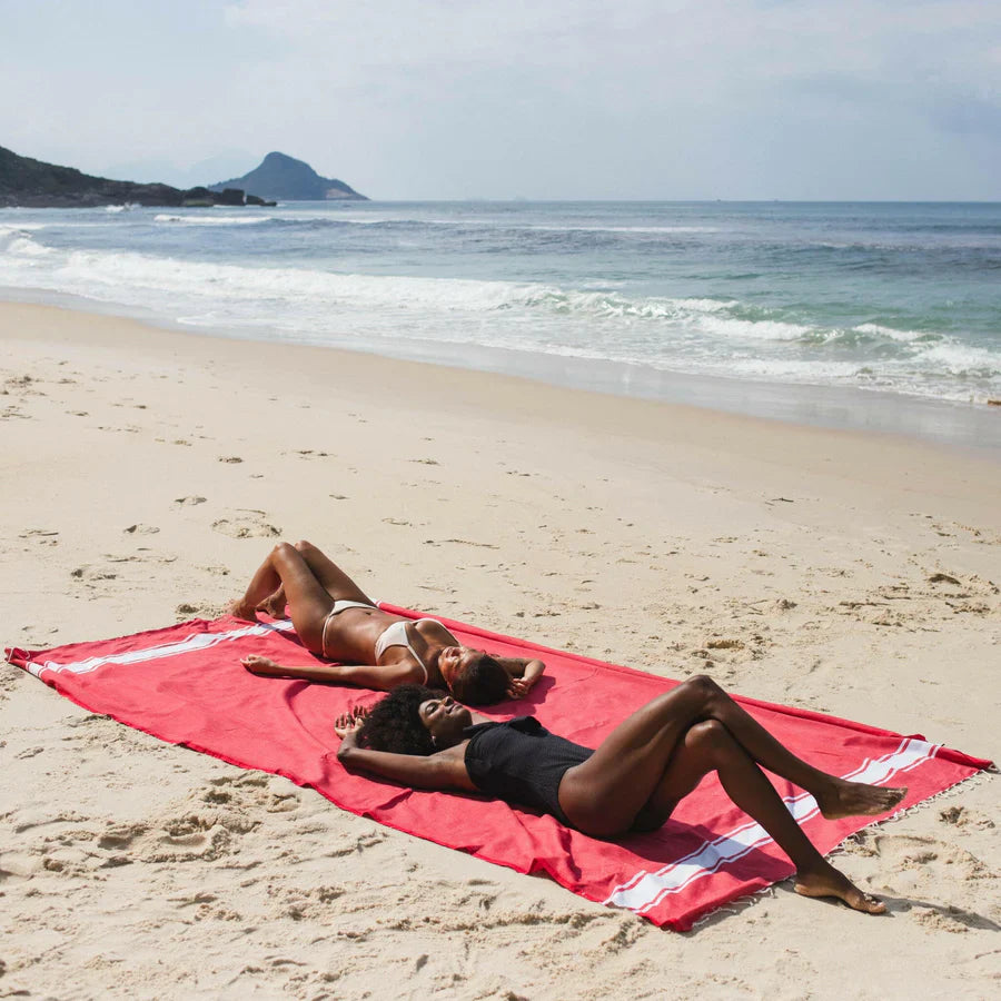 Fouta XXL Classique Rouge - 200 x 300 cm | Grande Serviette de Plage | Jeté de canapé