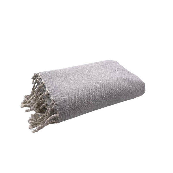 fouta plain terry cloth color gray folded as a towel - BY FOUTAS