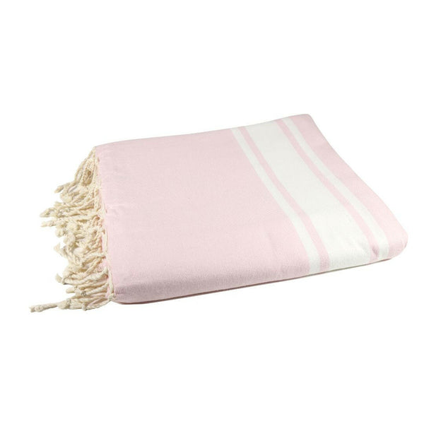 fouta XXL Tissage plat couleur rose pliée façon serviette de plage XXL - BY FOUTAS