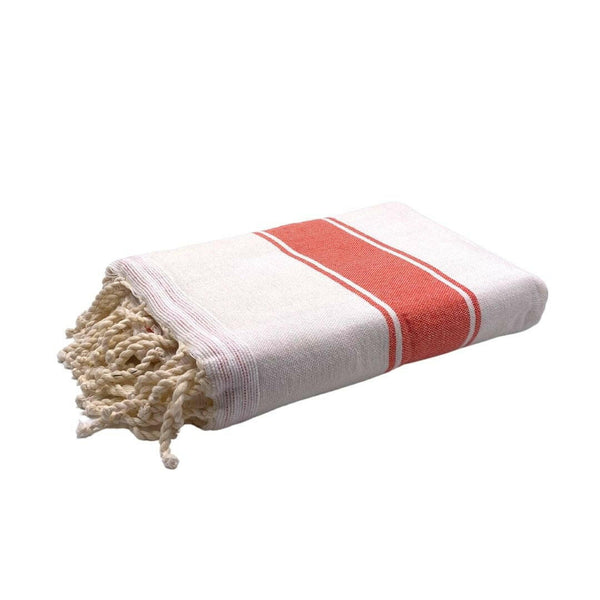 fouta Tangerine color terry cloth folded as a towel - BY FOUTAS