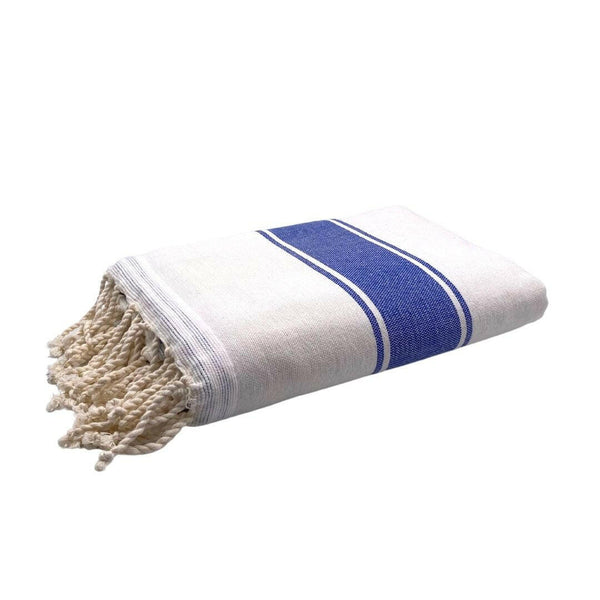 fouta Ocean blue terry cloth folded as a bath towel - BY FOUTAS
