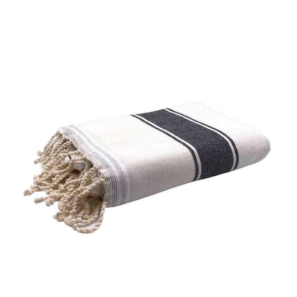 charcoal colored terry cloth fouta folded as a bath towel - BY FOUTAS