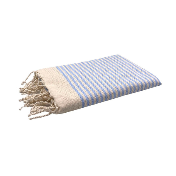 fouta mariniere sky blue color folded beach towel style - BY FOUTAS