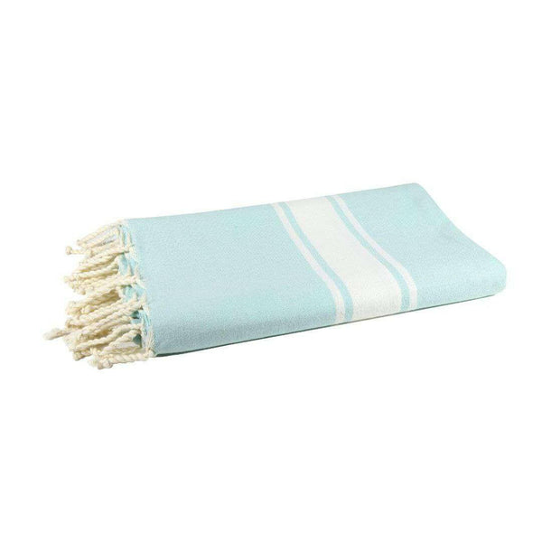 fouta flat weave aqua color folded beach towel style - BY FOUTAS