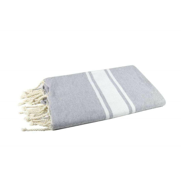 fouta Tissage plat couleur gris calcé pliée façon serviette de plage - BY FOUTAS
