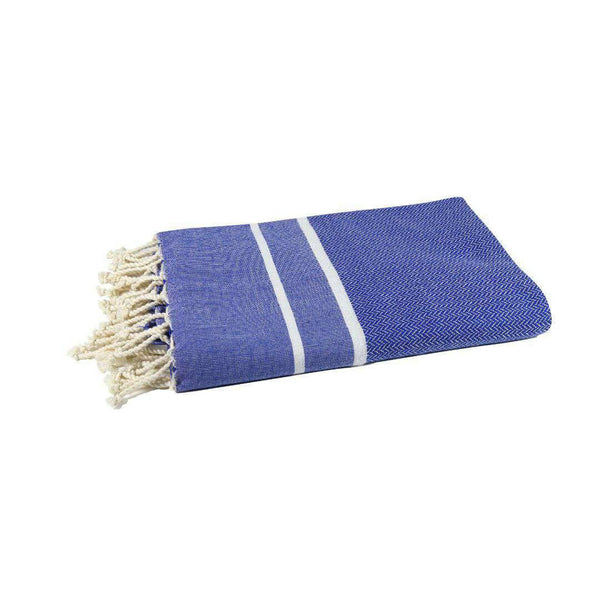 Chevron fouta ocean blue folded beach towel - BY FOUTAS