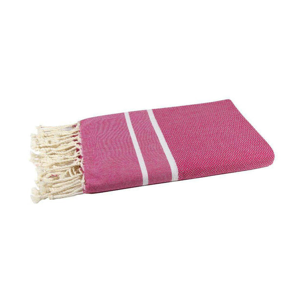fouta Chevron fuchsia color folded beach towel - BY FOUTAS