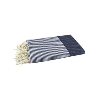 fouta Honeycomb color navy blue folded beach towel style - BY FOUTAS