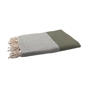 fouta Honeycomb olive color folded beach towel - BY FOUTAS