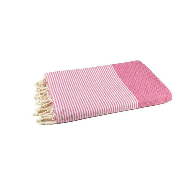 fouta Honeycomb color pink candy folded beach towel style - BY FOUTAS