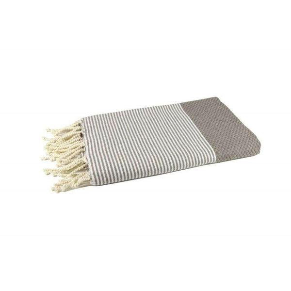 fouta Honeycomb color taupe folded beach towel - BY FOUTAS