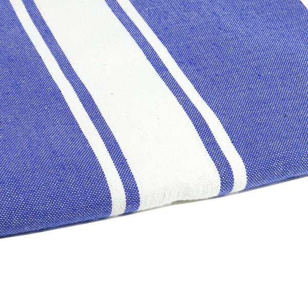 zoom on the beach fouta flat weave ocean blue color - BY FOUTAS