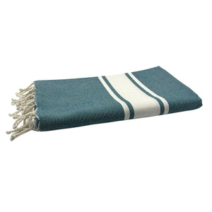 fouta flat weave blue duck color folded beach towel style - BY FOUTAS
