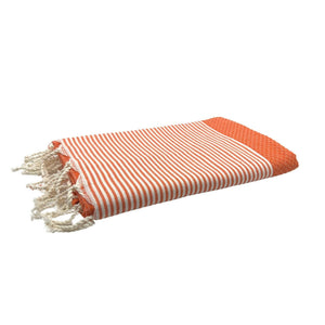 fouta Honeycomb orange color folded beach towel style - BY FOUTAS