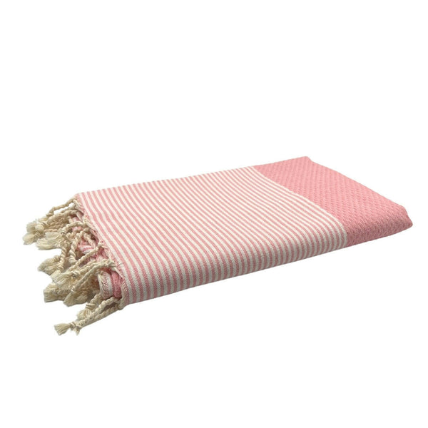 fouta Honeycomb baby pink color folded beach towel style - BY FOUTAS