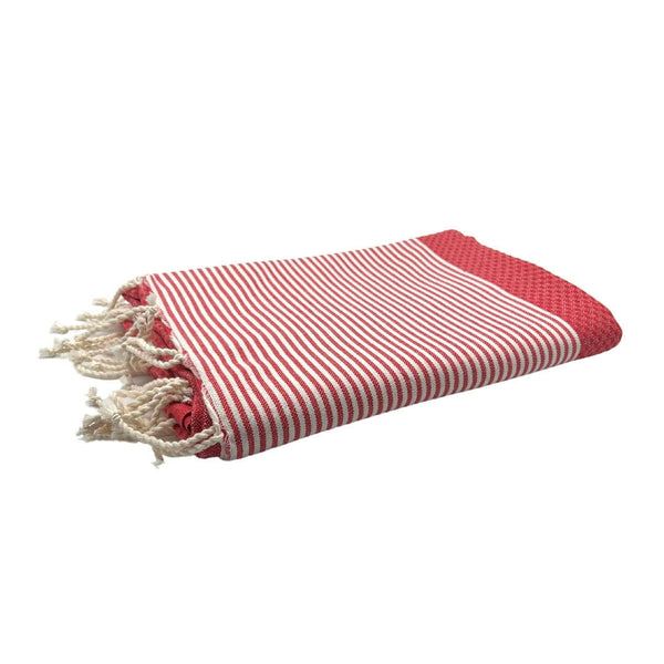 fouta Honeycomb red color folded beach towel - BY FOUTAS