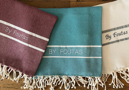 Fouta Chevrons, anpassbar - Entenblau