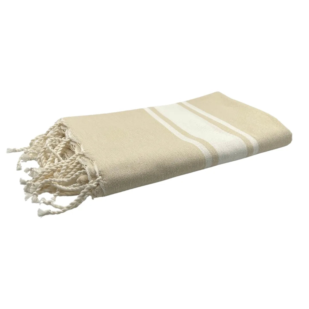 Fouta Eponge Blanc/Bleu Océan - packshot photo BY FOUTAS