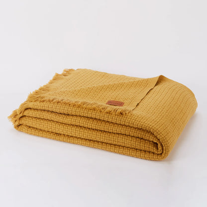 Marceau Throw - 100% Organic Cotton - Mustard Yellow