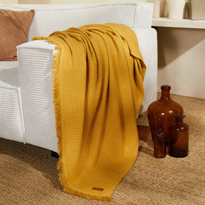 Marceau Throw - 100% Organic Cotton - Mustard Yellow