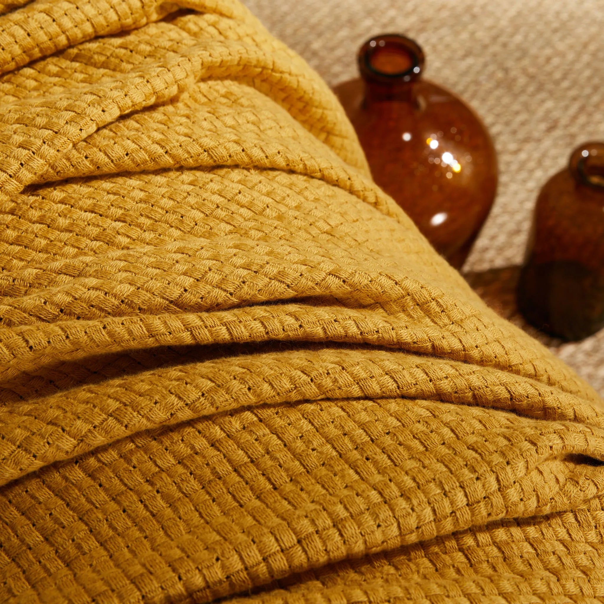 Marceau Throw - 100% Organic Cotton - Mustard Yellow