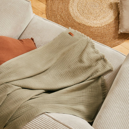 Marceau Throw - 100% Organic Cotton - Olive Green