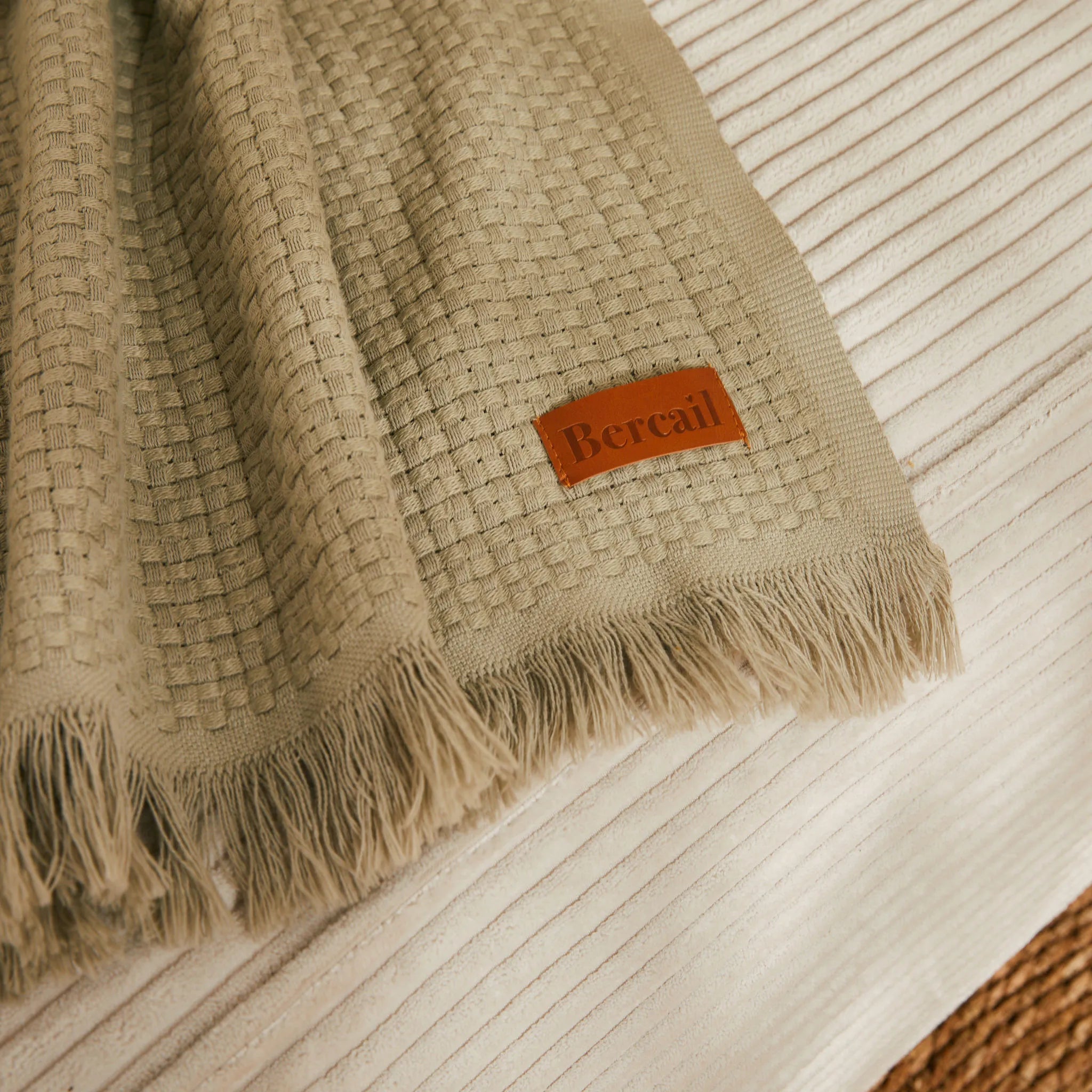 Marceau Throw - 100% Organic Cotton - Olive Green