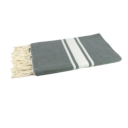 Olive Green Classic Fouta hanging in a bathroom - BY FOUTAS