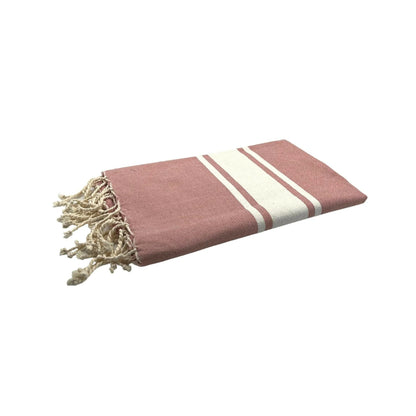 Fouta Classique Rose Poudré hanging in a bathroom - BY FOUTAS