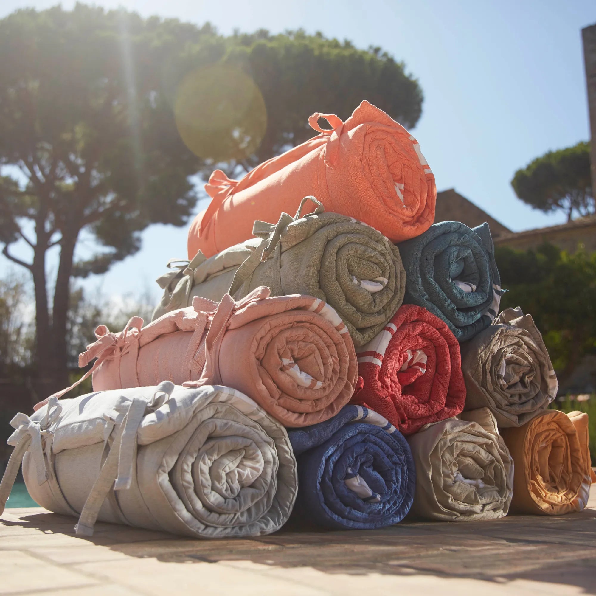 stacked deckchair mattresses - BY FOUTAS