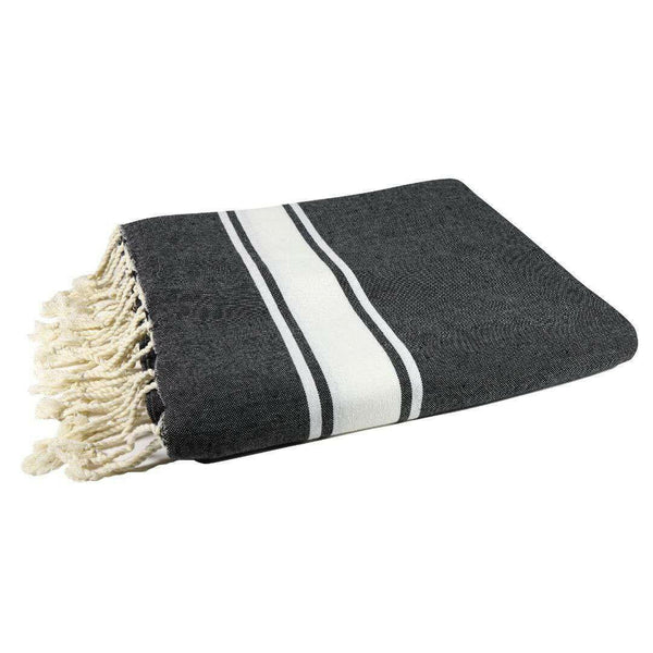fouta XXL flat weave black color folded beach towel XXL - BY FOUTAS