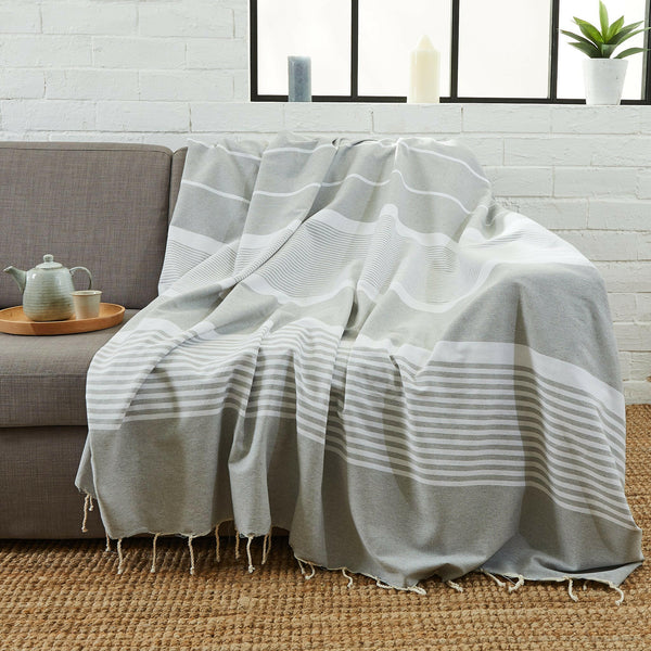 fouta XXL Arthur gray color used in sofa throw - BY FOUTAS