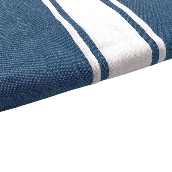 zoom on the beach fouta XXL flat weave color blue duck - BY FOUTAS
