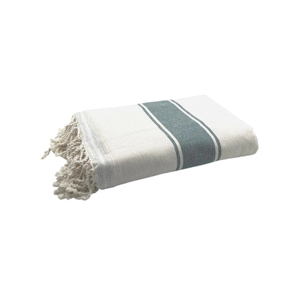 Fouta di spugna bianca/grigia personalizzabile - foto della confezione BY FOUTAS